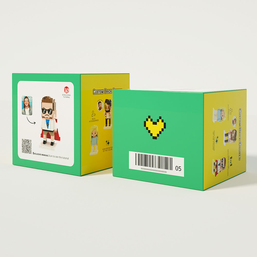 Customized Head Green Floral Long Dress Figures Small Particle Block Toy Customizable Brick Art Gifts